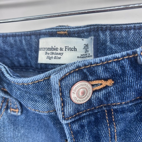 Abercrombie & Fitch The Skinny High Rise‎ Ripped Distressed Blue Jeans 26x28 - Picture 4 of 7